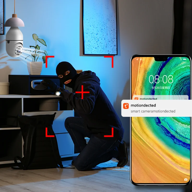 Tuya 5G Wifi E27 Bulb Security Protection 1080P Camera Night Vision Automatic Human Iptv Camera Vigilancia Wifi Casa CCTV Kemera 5