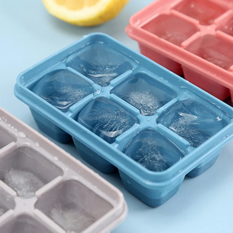 Summer 6 Grids Ice Cube Tray Molds Kitchen Ice Maker With Lid Cool
