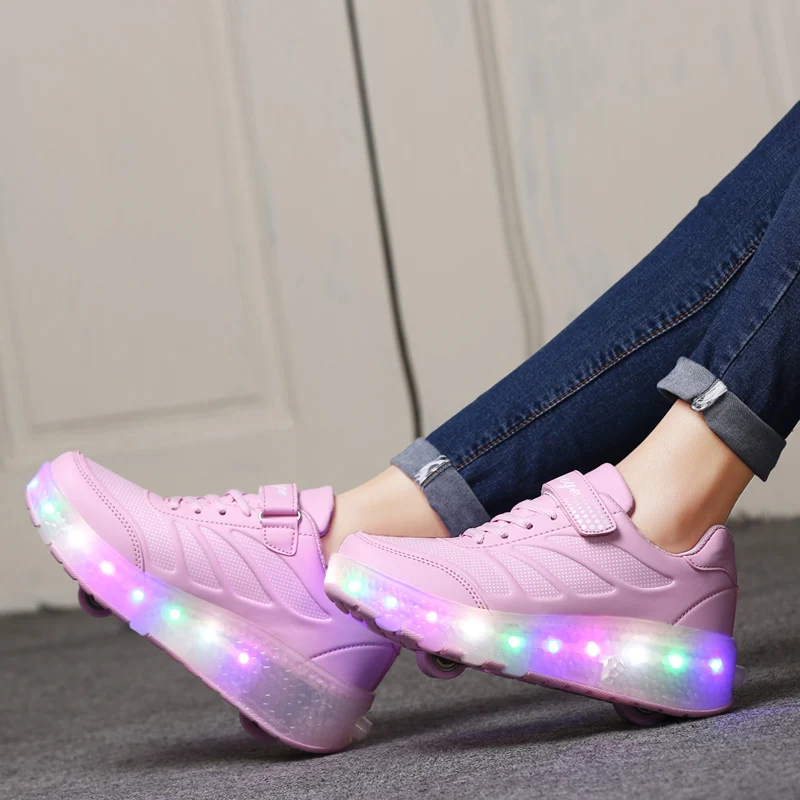 Roller Sneakers Children Boys Girls Kids  2 Wheels Boots 2022 Gift Game Sports Fashion Casual Led Lighted Flashing Skates Shoes