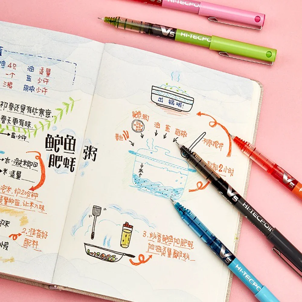 Gel Pens 3pcs Japan PILOT Straight Liquid Type 0.5mm Large Capacity Needle Tip BX-V5 For Writing School Office Stationery