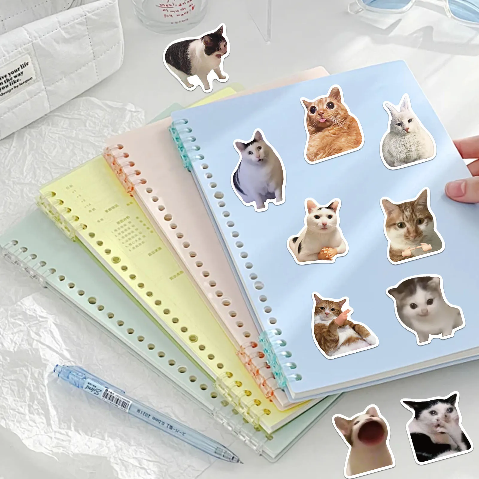 50Pcs Funny Cat Meme Stickers Pack Cute Graffiti Vinyl Stickers for Water Bottles Laptops Phones Case DIY Decoration