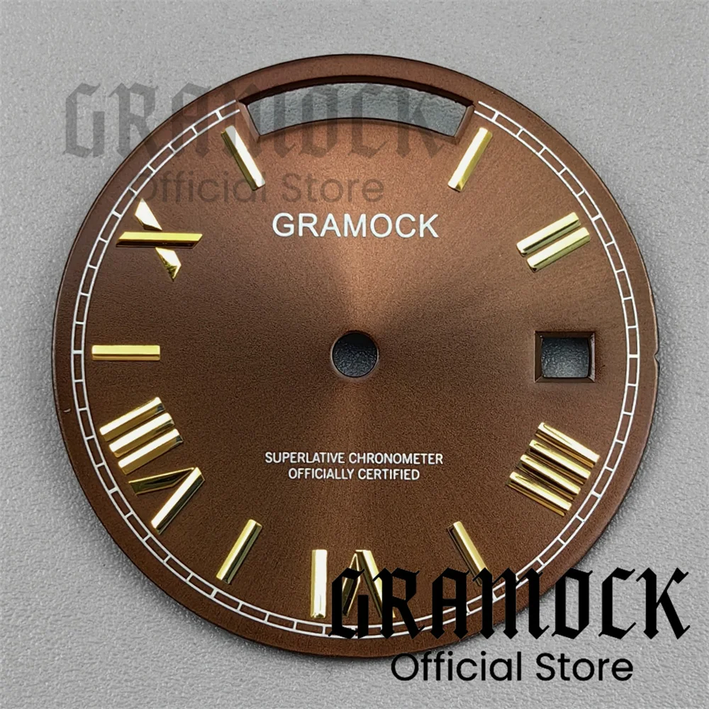 Sky Blue and Coffee Grey Sunburst Watch Dial with Roman Edge Markers - Dual Calendar Week Display