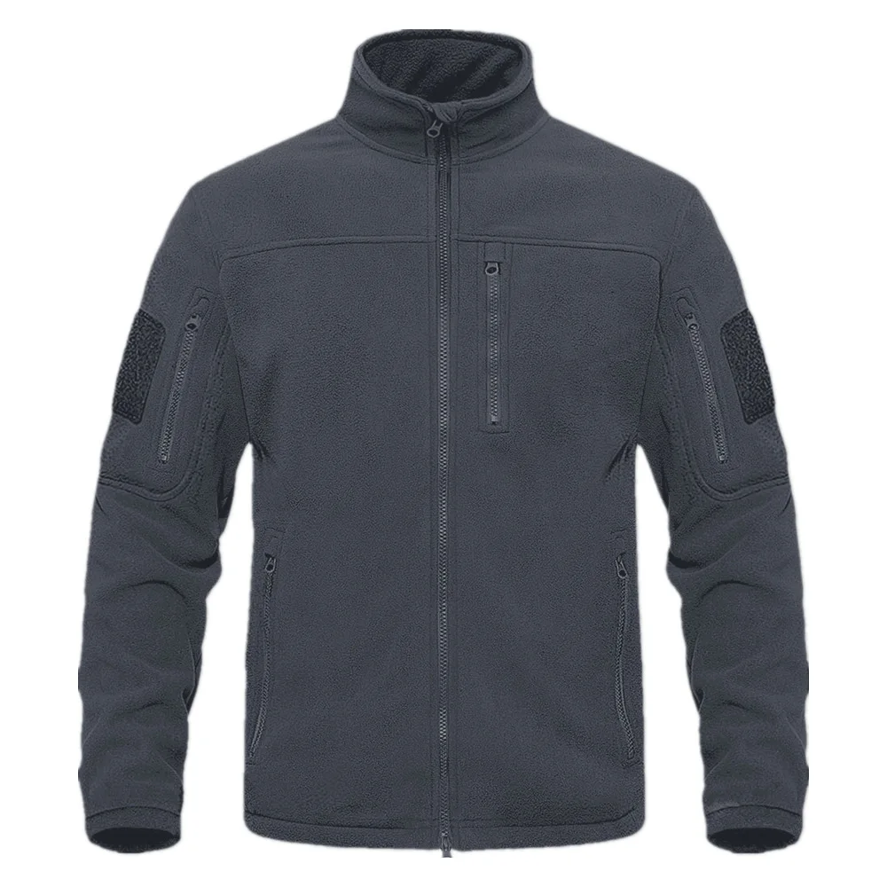 Outdoor Sports Full Zip Hiking Jackets Men's Outdoor Camping Fleece Jacket Coats  Zipper Pockets Tactical Work Outwear Overcoat