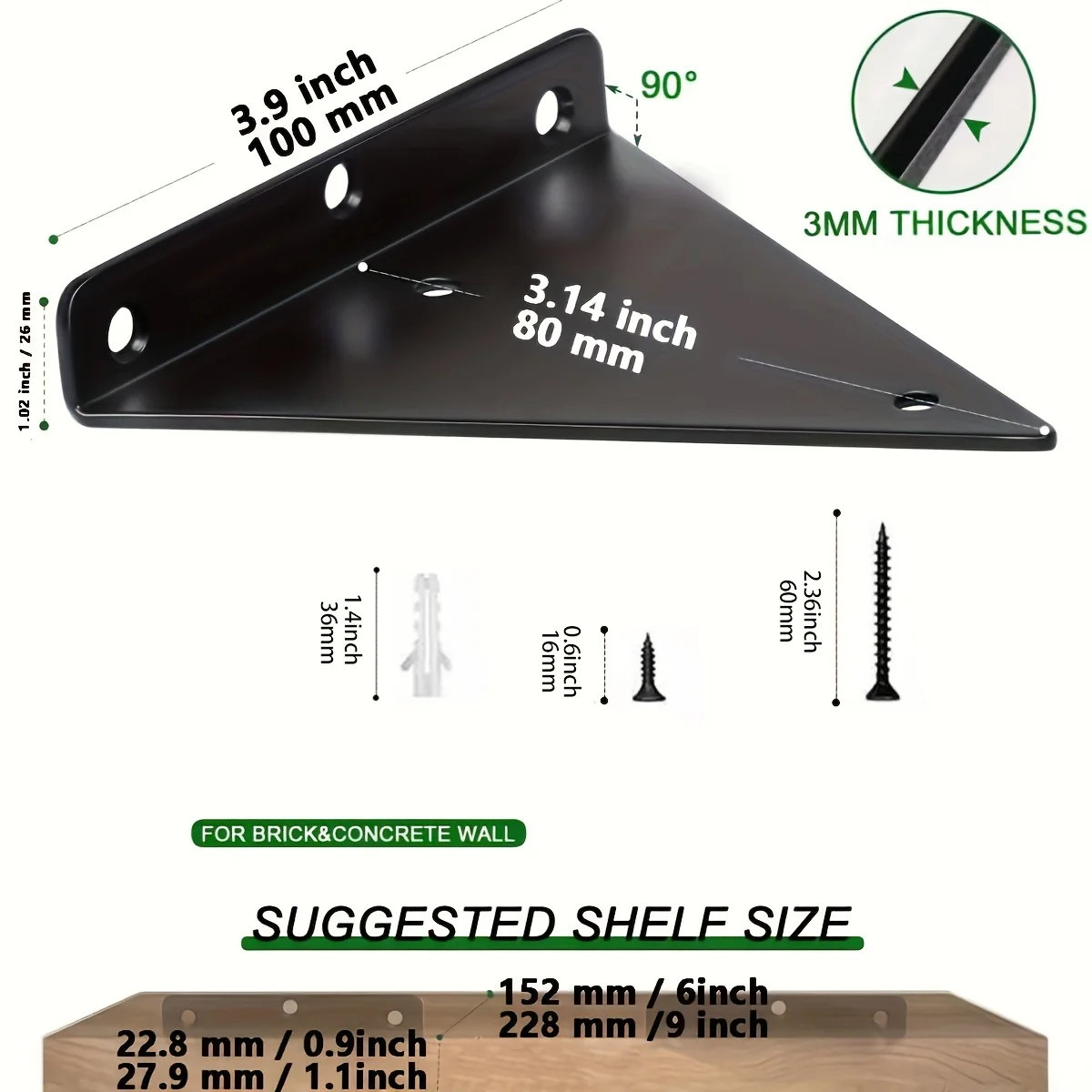 Shelf Bracket 5.5 Inch Triangle Hidden Heavy Duty Support For Shelves Square Floating