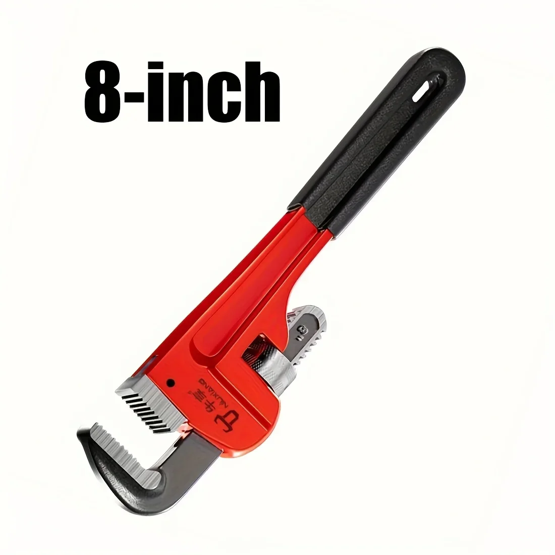 8 Zoll/12 Zoll robuster gerader Rohrschlüssel, verstellbarer Chrom-Vanadiu, Klempner-Schlüssel mit schwimmendem Hakenbacken-I-Beam-Griff, rot – Detail 5
