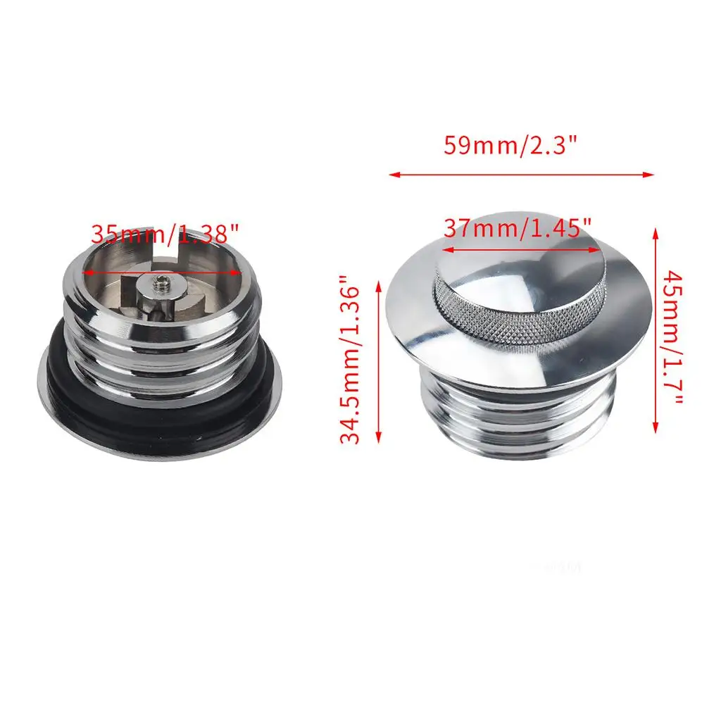 Motorcycle Fuel Tank PopUp Gas Caps, CNC Exhaust Port Vented Flush