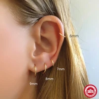 LENNIK Real 925 Sterling Silver 6/7/8/9mm Wire Diameter Small Hoop Earrings for Women Trendy Fine Jewelry Geometric Accessories 1