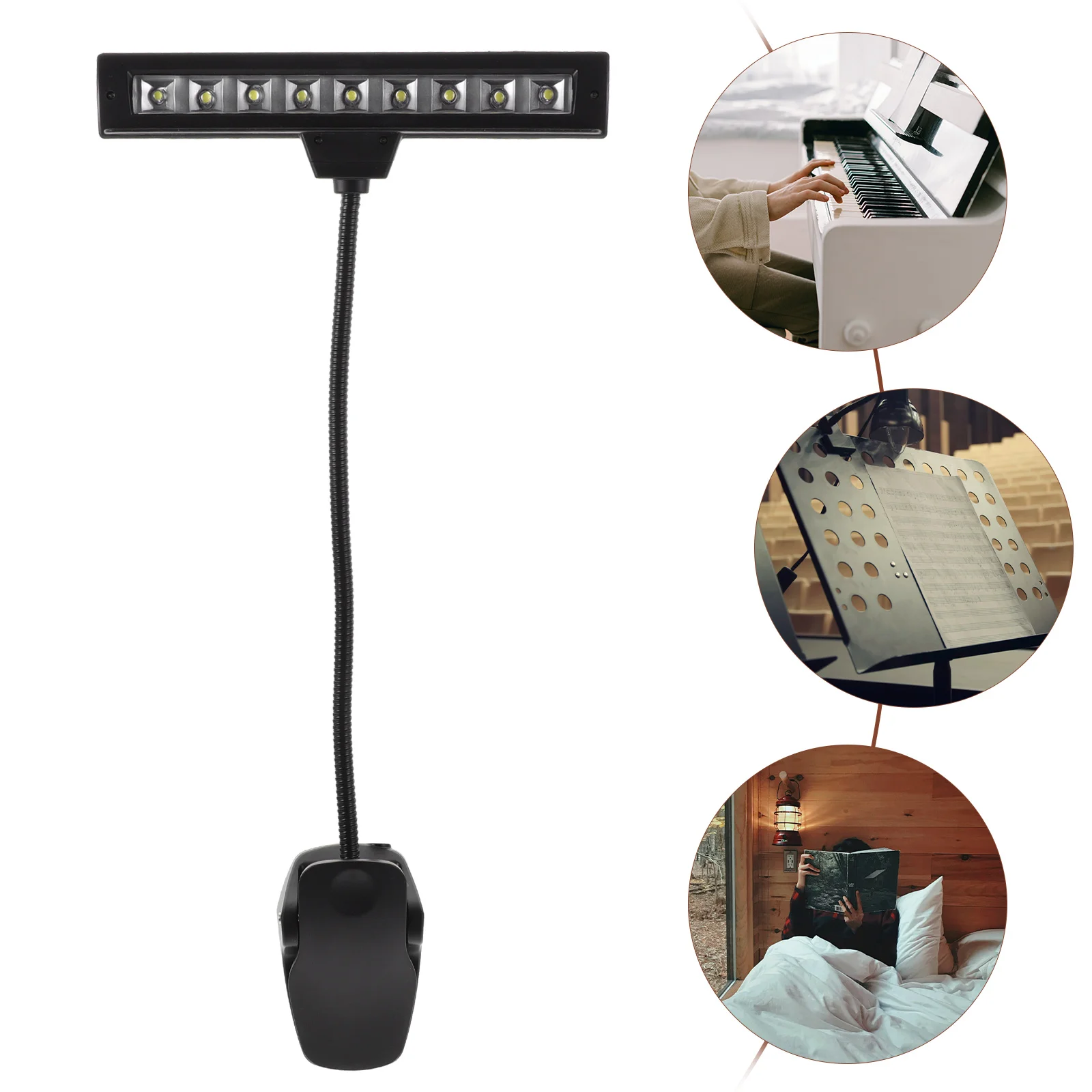 

Book Reading Lamp 9 LED Orchestra Rechargeable Light Music Child Table Lights for Desk