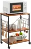 Mr IRONSTONE Microwave Cart 23.7'' for Small Space, 3-Tier Coffee Cart Rolling Kitchen Utility cart Microwave Stand on Wheels, V 1