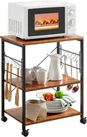 Mr IRONSTONE Microwave Cart 23.7'' for Small Space, 3-Tier Coffee Cart Rolling Kitchen Utility cart Microwave Stand on Wheels, V 1