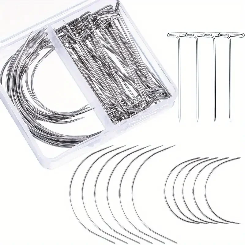 T & C curved wig making pins needles set 70 pieces wig making t pins