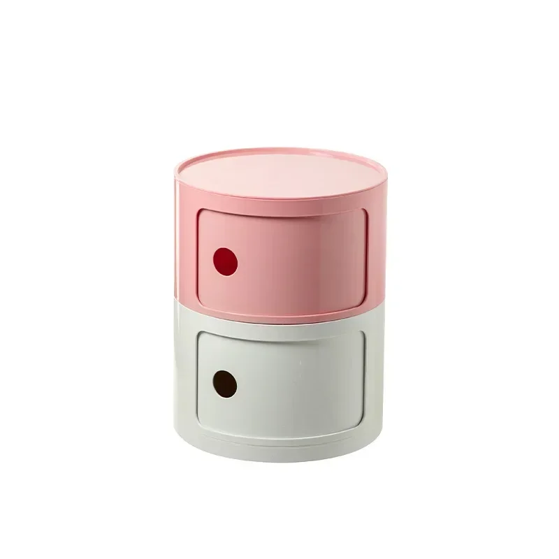 Home Color Matching Ins Style Round Storage Bedside Table Small Apartment Creative Storage Side Cabinet Nordic Bedroom Cabinet
