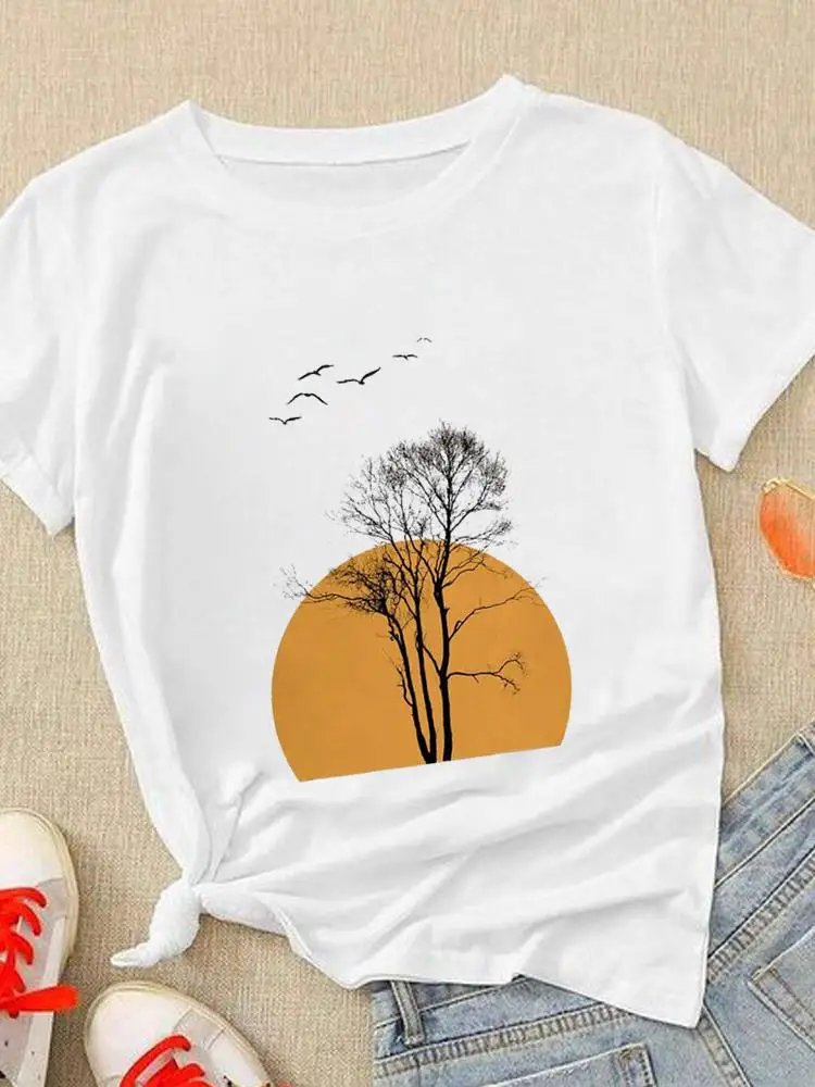 

Printing T-Shirt Short Sleeve Printed Tee Clothing Fashion Watercolor Lovely 90s Women Lady Tshirts Casual Graphic T Top