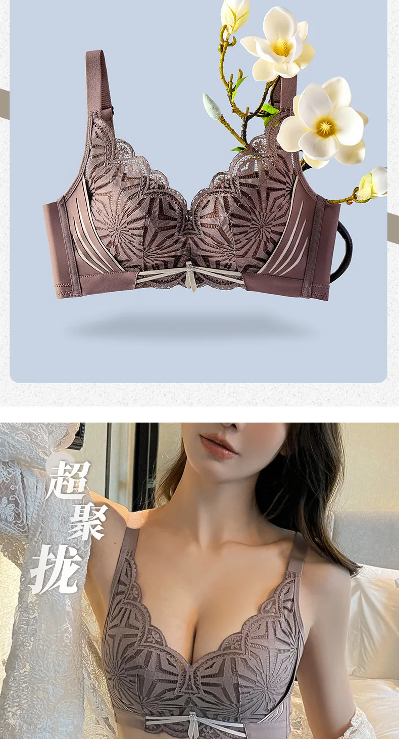Sexigt underklädesset för kvinnor med spets-bh och push-up_voghion.com