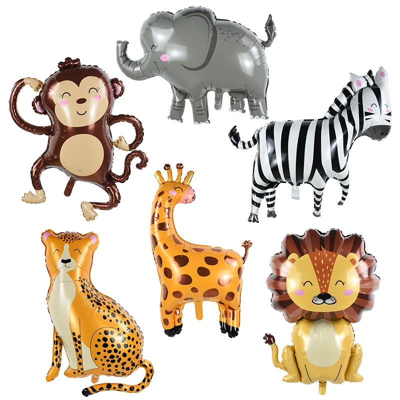 

Cartoon Animal Foil Balloons Jungle Safari Birthday Party Decoration Lion Monkey Zebra Elephant Giraffe Balloon Kids Baby Shower