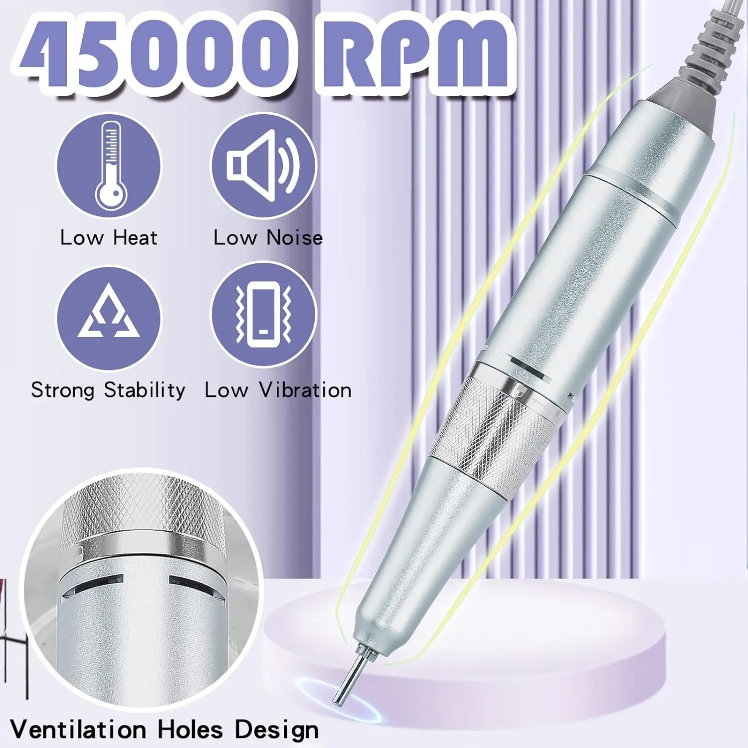 45000RPM Rechargeable Nail Drill Manicure Machine With Pause Mode Electric Nail Sander For Nail Gel Polish Nail Salon Equipment 5
