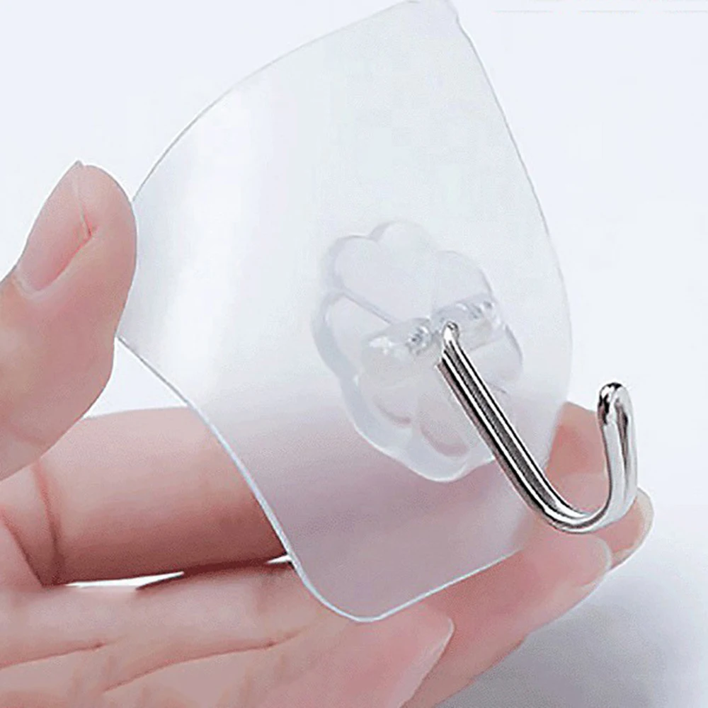 Wall Hooks Self Adhesive Sticky Hooks Waterproof Transparent Hooks for Keys Bathroom Shower Kitchen Home Improvement Sticky Hook