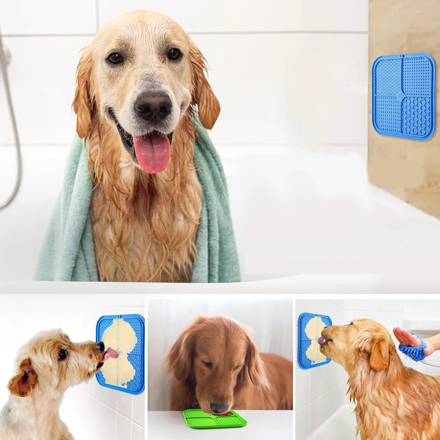 Pet Placemat Dog Lick Mats Cat Slow Feeding Mat Cats Dogs Grooming and Training Feeding Supplies Silicone Eating Slowly Food Pad 3