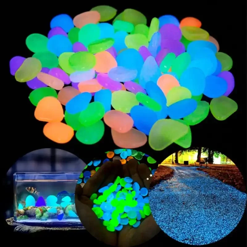 Luminous Garden Pebbles 100PCS for Yard Walkways Fish Tank