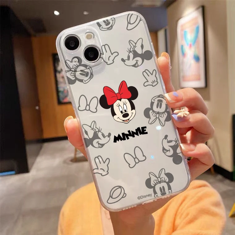 

Cute Mickey Minnie For iPhone 14 13 12 11 Pro Max XS Max X XR 7 8 Plus 6S 5S Silicone Transparent Phone Case