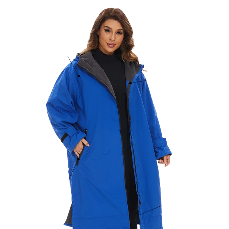 Winter Thick Poncho Coat For Outdoor Sports Water Proof Long Sleeve Dive Swim Warm Robe Unisex Adult Surfing Hooded Poncho