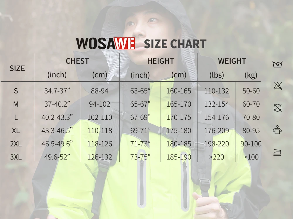 WOSAWE Motorcycle Raincoat Split Men Women Riding Rain Coat Anti-storm Locomotive Rain Cape Whole Body Waterproof Reflective