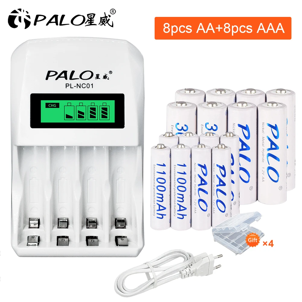 PALO-pilas recargables AA de 3000mAh y 1,2 V, pilas AAA de 1100mAh y 1,2 V, pilas  recargables NI-MH AA AAA para cámara de juguete, 4 unidades - AliExpress