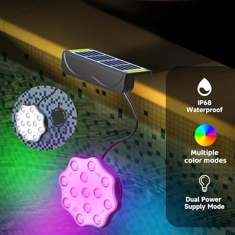 Solar Submersible Pool LED Lights with Remote 3