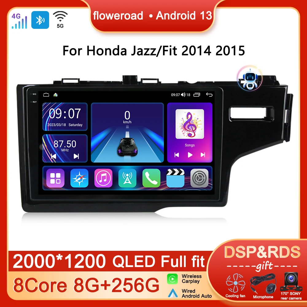 

Умная стерео система 2Din Android для Honda JAZZ FIT 2014 -2015, автомобильное радио, мультимедийный плеер, GPS-навигация, беспроводная система Carplay