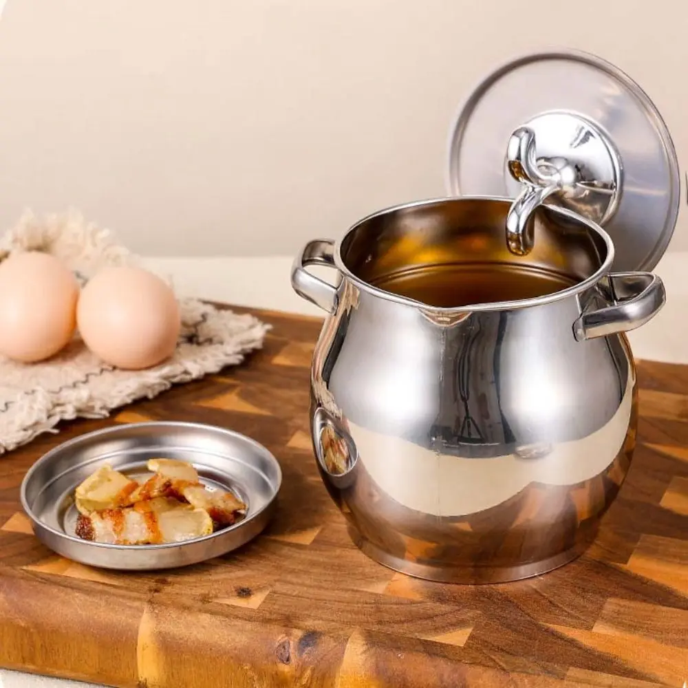 1.5/3.5L Oil Filter Pot Large Capacity Stainless Steel Cooking Oil Strainer Lard Strainer Storage Container Oil Bottle Kitchen