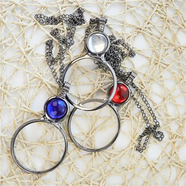 Natural Stone Bead Loupe Magnifying Glass Necklaces Long Chain Monocle  Magnifier Sweater Pendant Necklace Gift for Grandma - AliExpress
