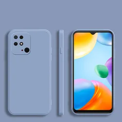 Stylish Square Frame Silicone Phone Case - Soft Matte Back Cover Full Protector for Redmi 10C (GRAY)