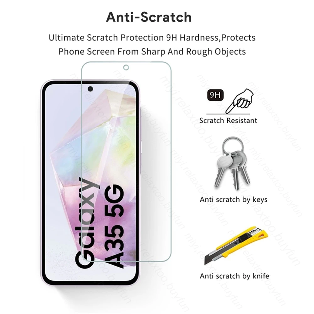 Phone case screen protector tempered glass phone protector cover Samung A35 5G 3Pcs HD 9H full cover for Samsung Galaxy A35 5G A36 A 35 36 SM-A356B/DS 6.6"