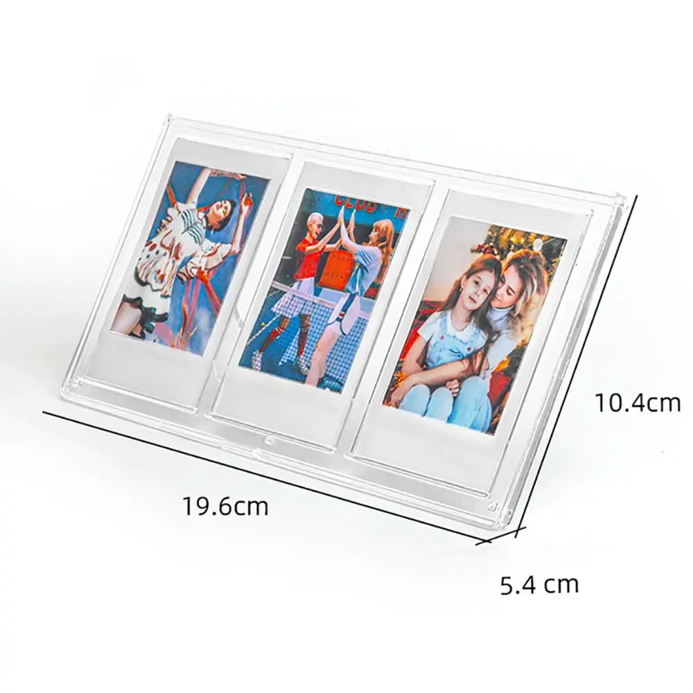Three-Slot Vertical Transparent Film Photo Frame – 3-Inch Instant Picture Holder