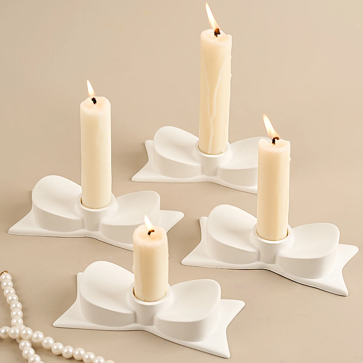 3D Bow Candle Holder Silicone Mold DIY Dinner Ornaments Bowtie Candlestick Making Plaster Resin Casting Molds Home Crafts Decor silicone mold