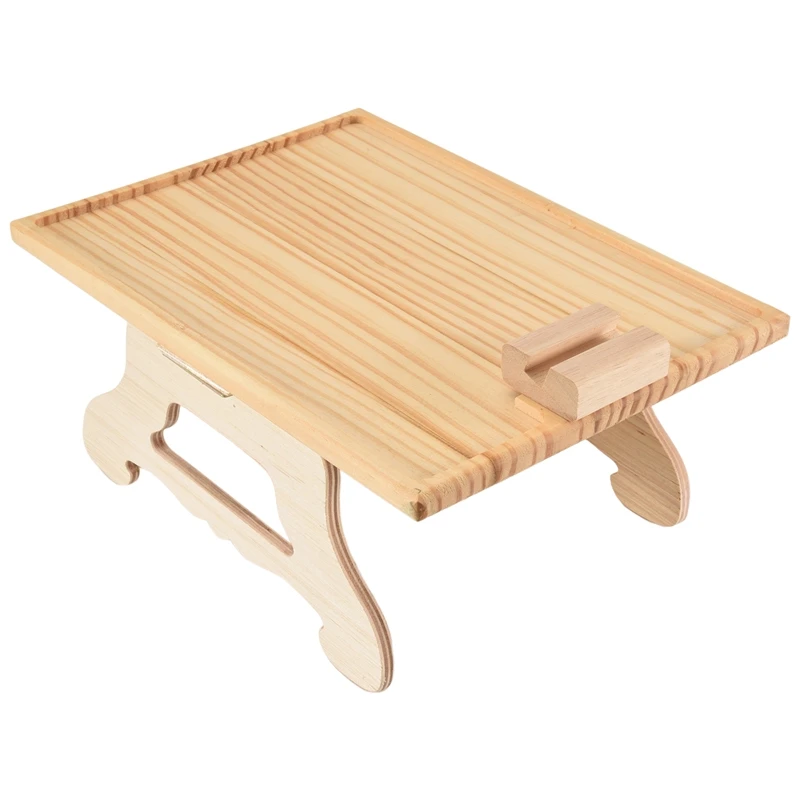 

Bamboo Sofa Tray Table Clip On Side Table For Wide Couches Arm, Foldable Couch Tray With 360° Rotating Phone Holder