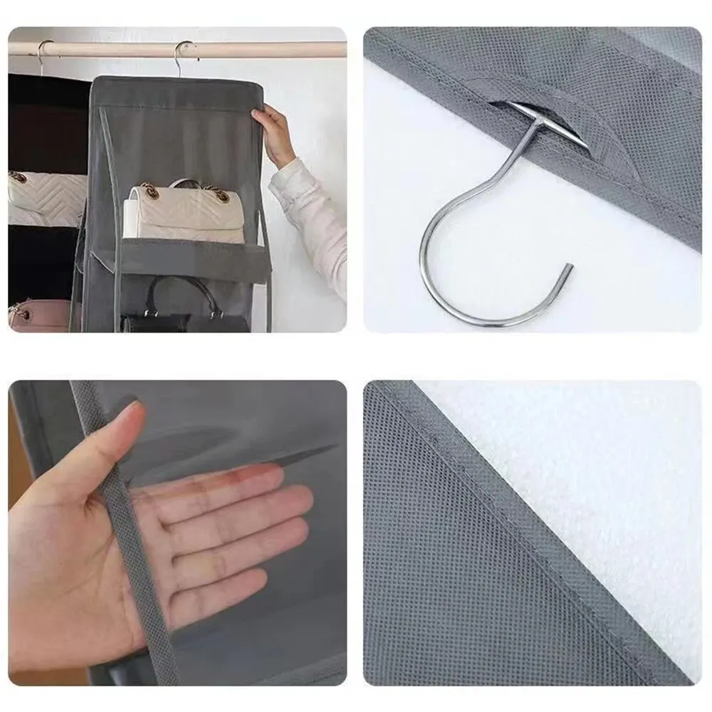 Hanging Storage Bag Handbag Hanging Storage Bag Non-Woven Multi-Layer Wardrobe Dustproof Double-Sided