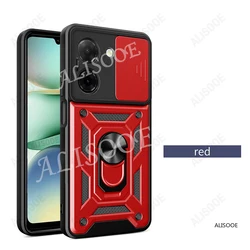 Armor  Shockproof Slide Camera Ring Stand Cover with Enhanced Protection for Redmi A5 4G (171mm) (Red)