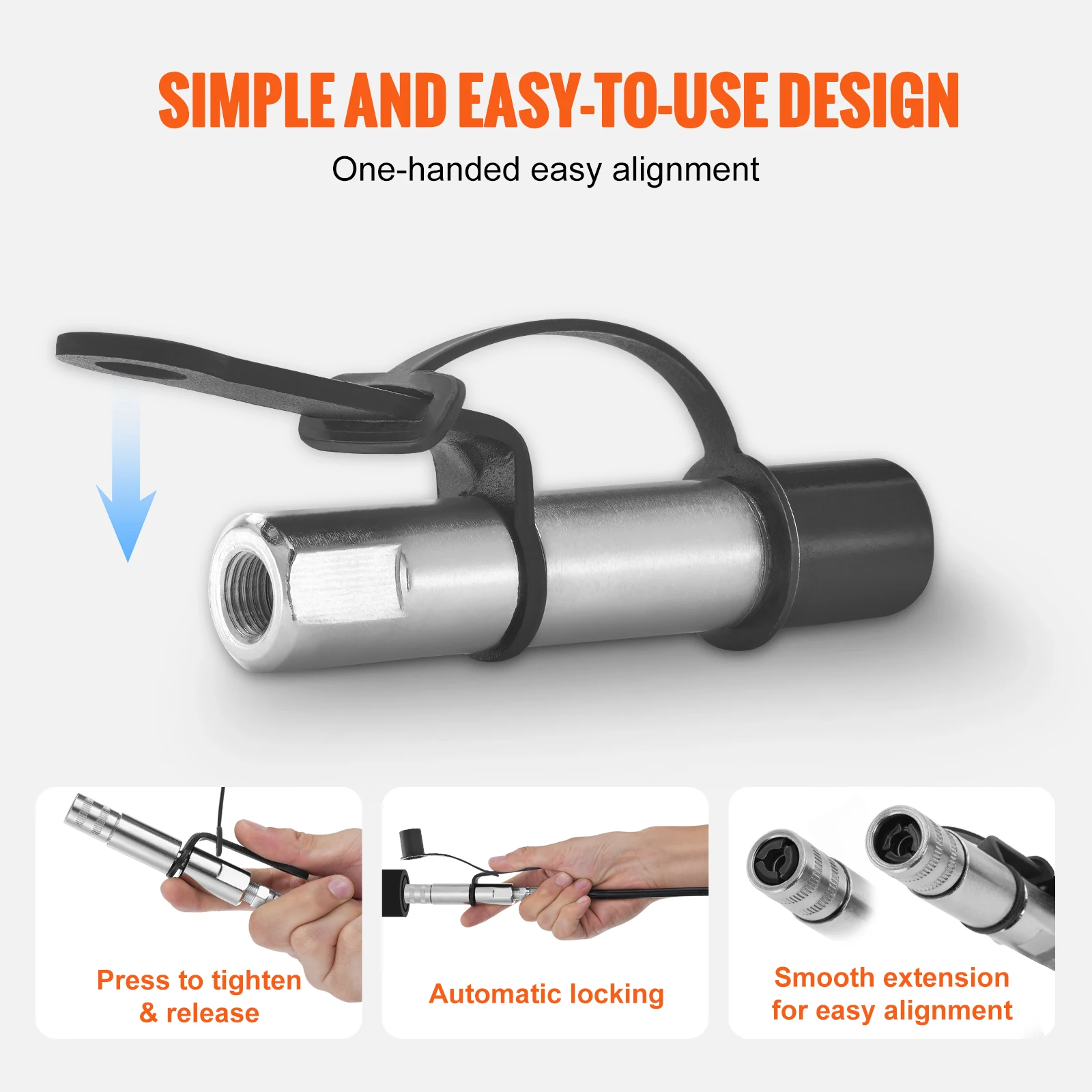 VEVOR 10000PSI Grease Coupler Nozzle Hose Pump Syringe Grease Gun NPT1/8-27 Adapter Brake Oil Change Tools Car Accessories