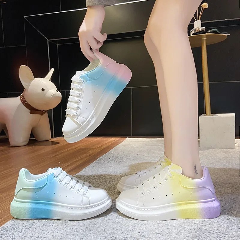 High Quality Leather Women Platform Sneakers Autumn Spring Fashion Sports Breathable White Shoes Women's Vulcanized Shoes