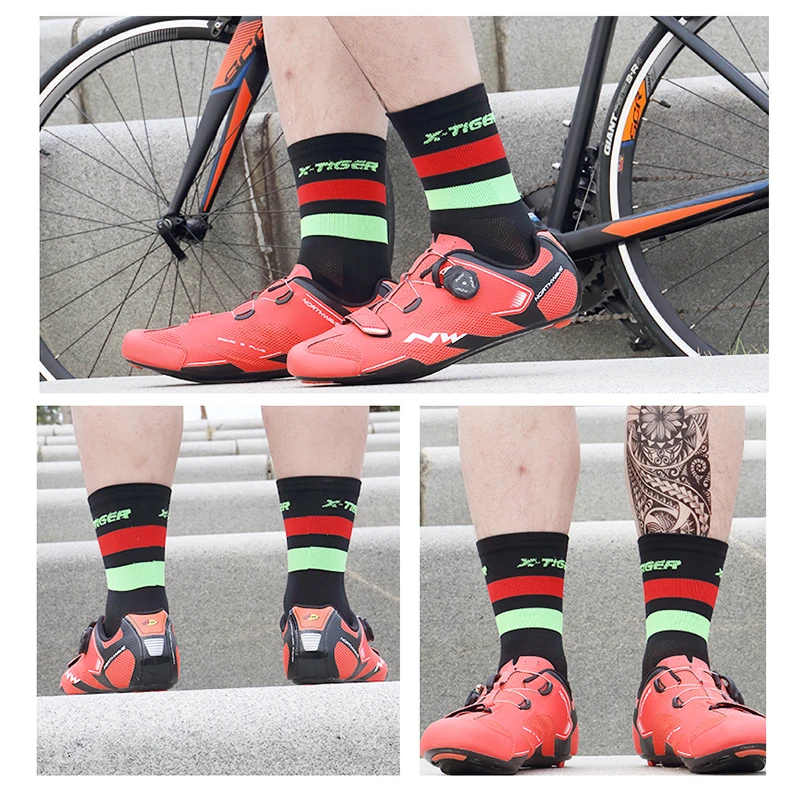 X-TIGER Cycling Socks for Men Breathable Anti-slip Professional Sports Sock Outdoor Running Bike Hiking Basketball Socks