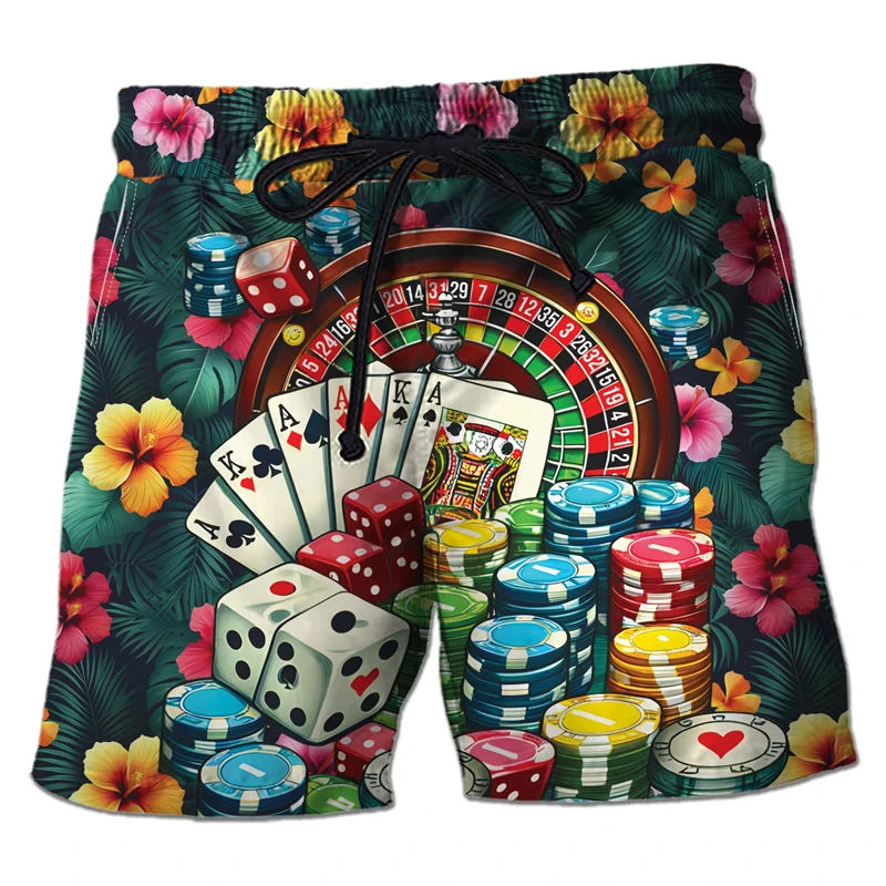 Casino Club 3D Printed Boardshorts Fashion Poker Short Pants For Men Clothes Playing Poker Beach Shorts Cards Trunks Bermudas 3