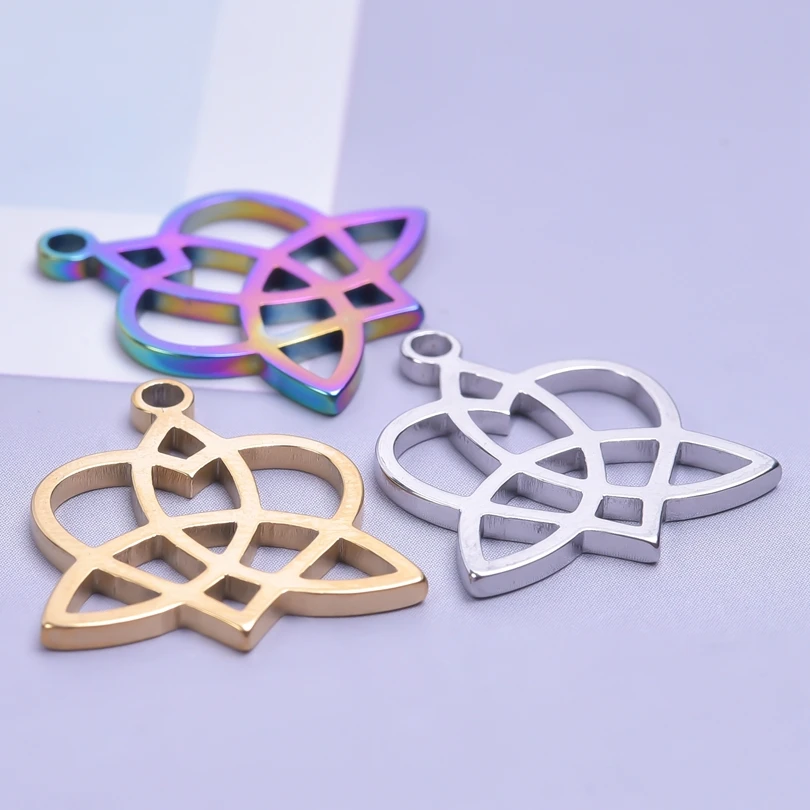 

6Pcs Hollow Charms Triquetra Symbol Pendants Handmade Necklaces Stainless Steel Charms For Jewelry Making Supplies 3 Color Mix