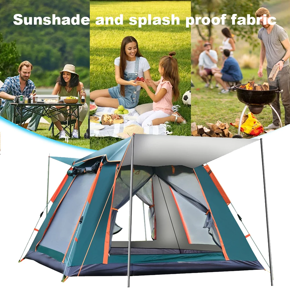 

Tent 3-4/4-6 People Automatic Quick Open Tent Sun-Protection Waterproof Camping Portable Hexagonal Tent with Canopy for Family