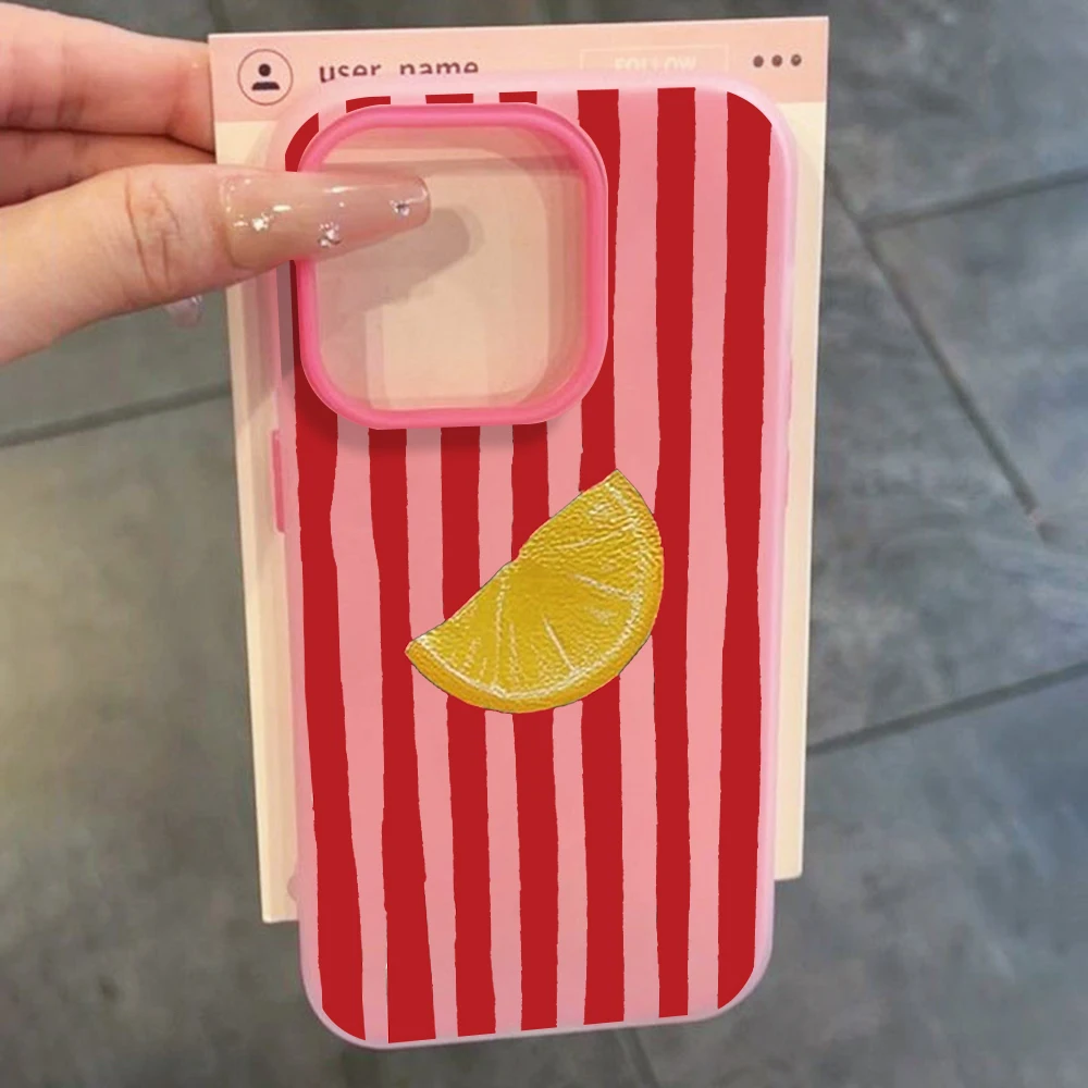 Striped Lemon Candy Colors Shockproof Silicone TPU Phone Case