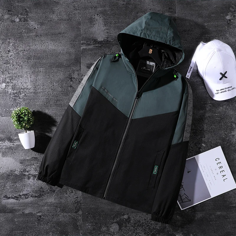 Outdoor Mountaineering Trip Color Block Jacket Plus Size Clothes Spring and Autumn Windbreaker Waterproof Rain Jacket 8XL
