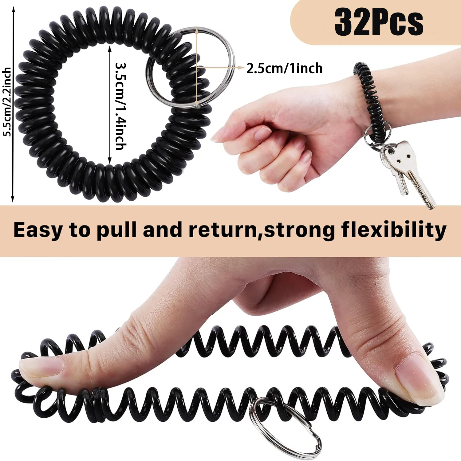 Lucky Line Bracciale Portachiavi A Spirale - Multicolore, Elastici 5 Cm, Estensibili Fino A 30,5 Cm - 10 Pezzi - 4