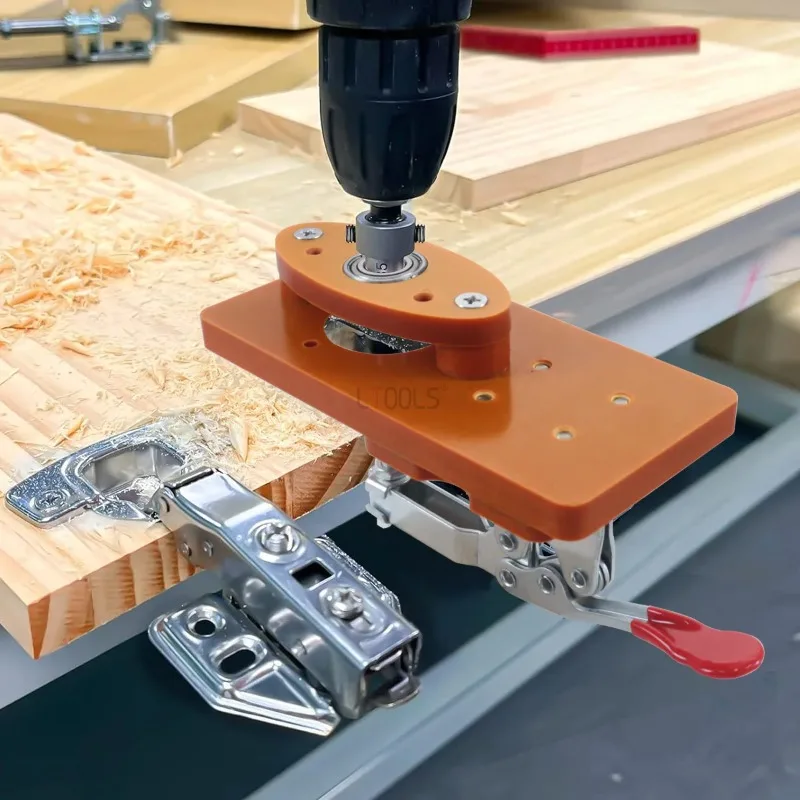 

35mm Hinge Punch Locator Woodworking Hinge Boring Dowel Jig, Bakelite Hole Opener Carpentry DIY Dowel Drilling Limiting Puncher