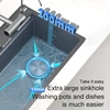 Digital Display Waterfall Kitchen Sink Stainless Steel  Large Single  Slot Right Side Under mount Cup Washer  Piano Keys 2