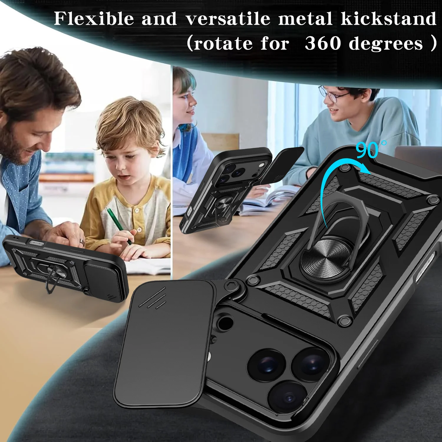 Luxurious Magnetic Holder Phone Case with Shockproof Armor Design